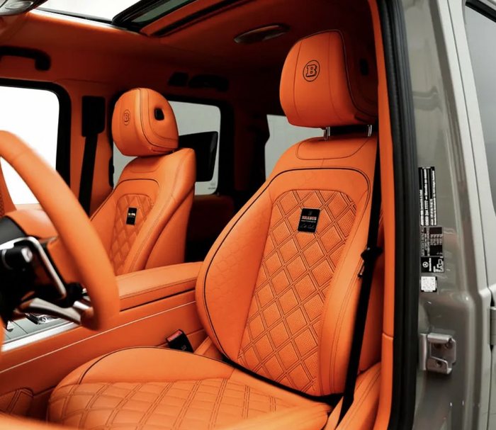 Quilted leather car seats with diamond stitching
