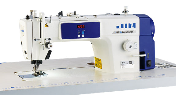 Jin C-1 direct drive lockstitch machine with vertical edge trimmer