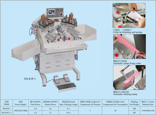Ngai Shing NS-81P-1, Collar Trimming & Blocking Machine