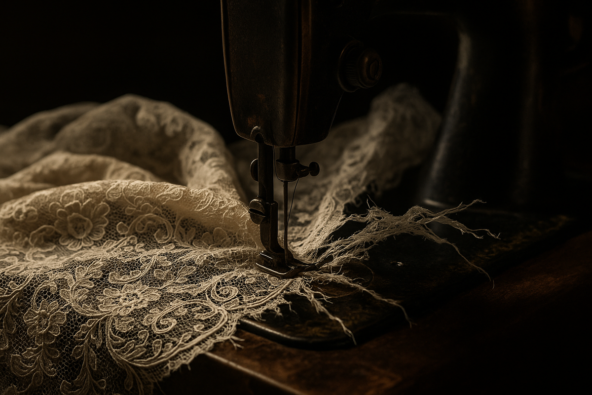 a sewing machine tearing fine lace