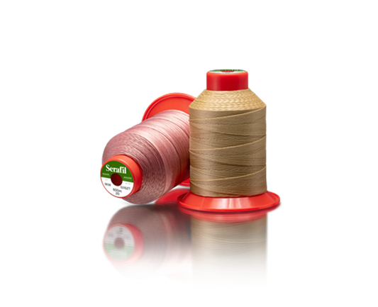 Spools of Amann Serafil continuous filament polyester sewing thread