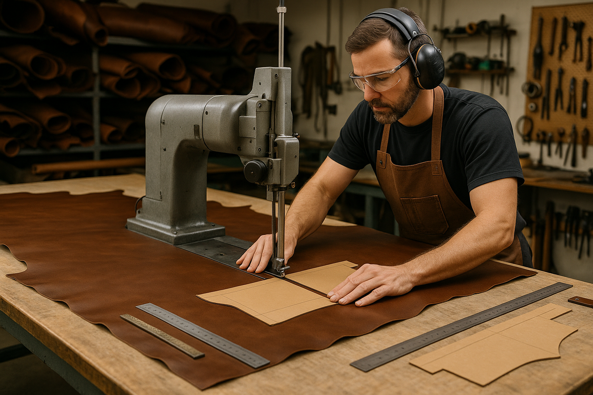 cutting leather for use on a sofa correctly using a machine