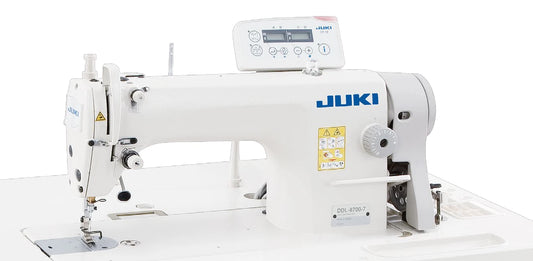 Juki DDL-8700-7 single-needle lockstitch machine with thread trimmer and CP-18 panel, the model family of the DDL-8700AS-7WBK