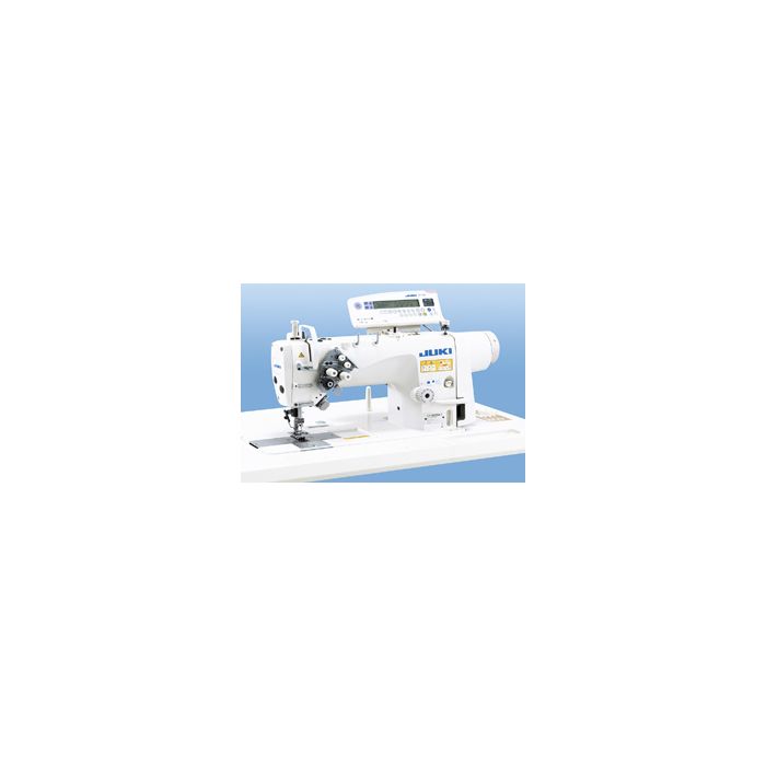 Juki LH-3588AGF semi-dry-head 2-needle lockstitch machine with organized split needle bar