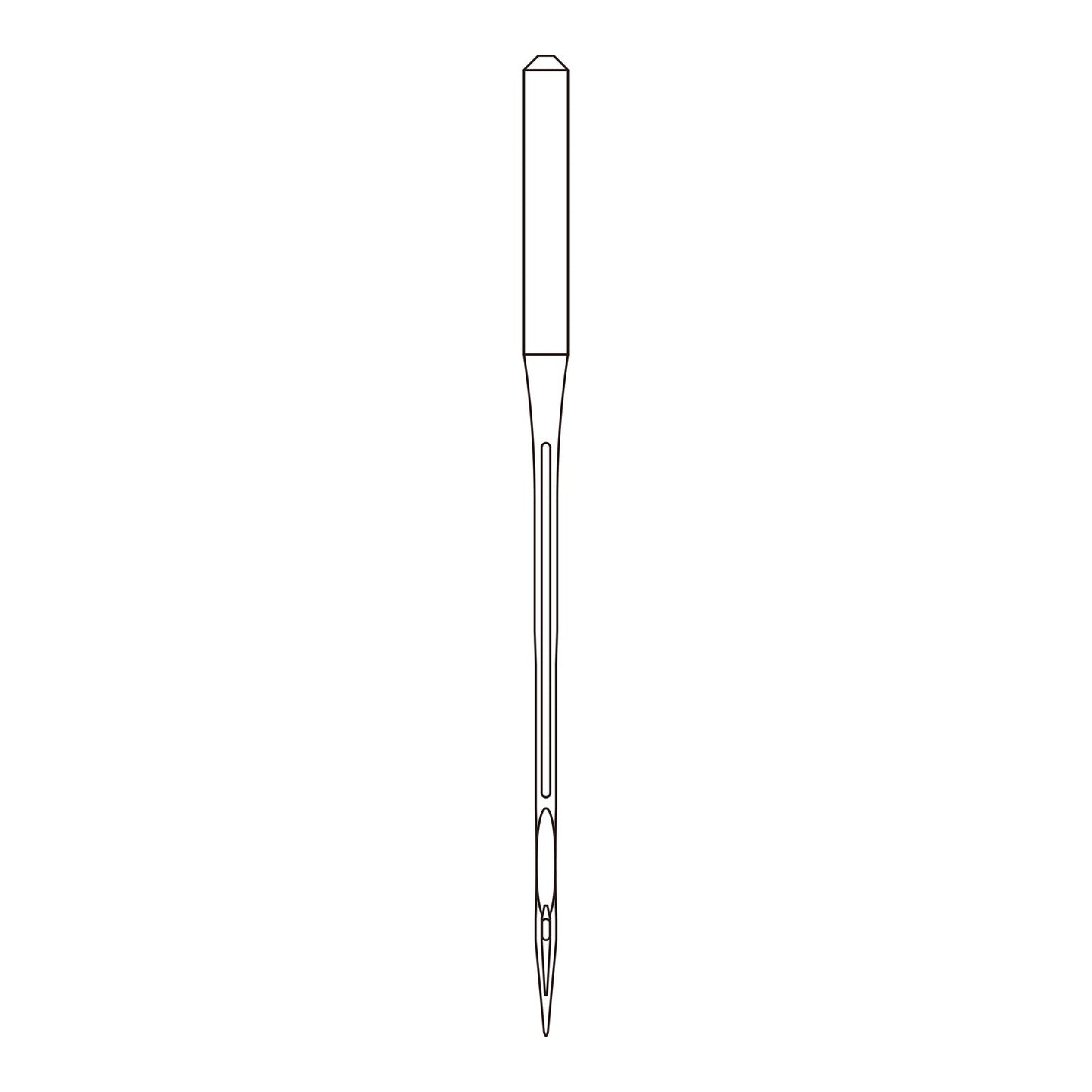 Line drawing of the Organ DVx43 needle system, used in interlock and flatlock machines for stretch seams