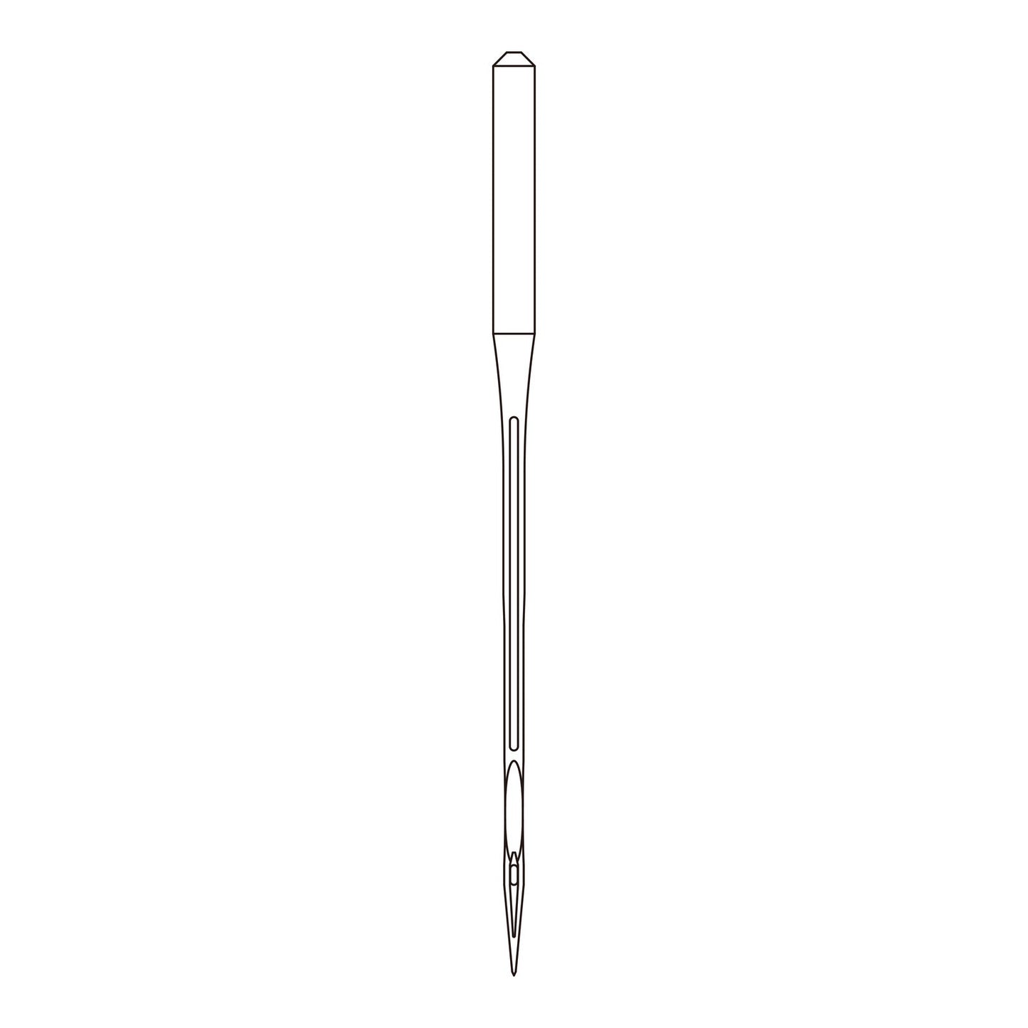 Line drawing of the Organ DVx43 needle system, used in interlock and flatlock machines for stretch seams