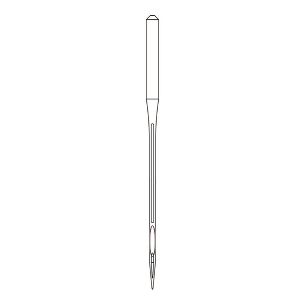 Line drawing of the Organ DVx43 needle system, used in interlock and flatlock machines for stretch seams