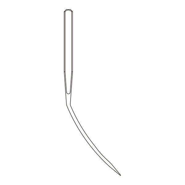 Line drawing of the Organ LWx6T needle system, a curved needle used in blindstitch hemming machines