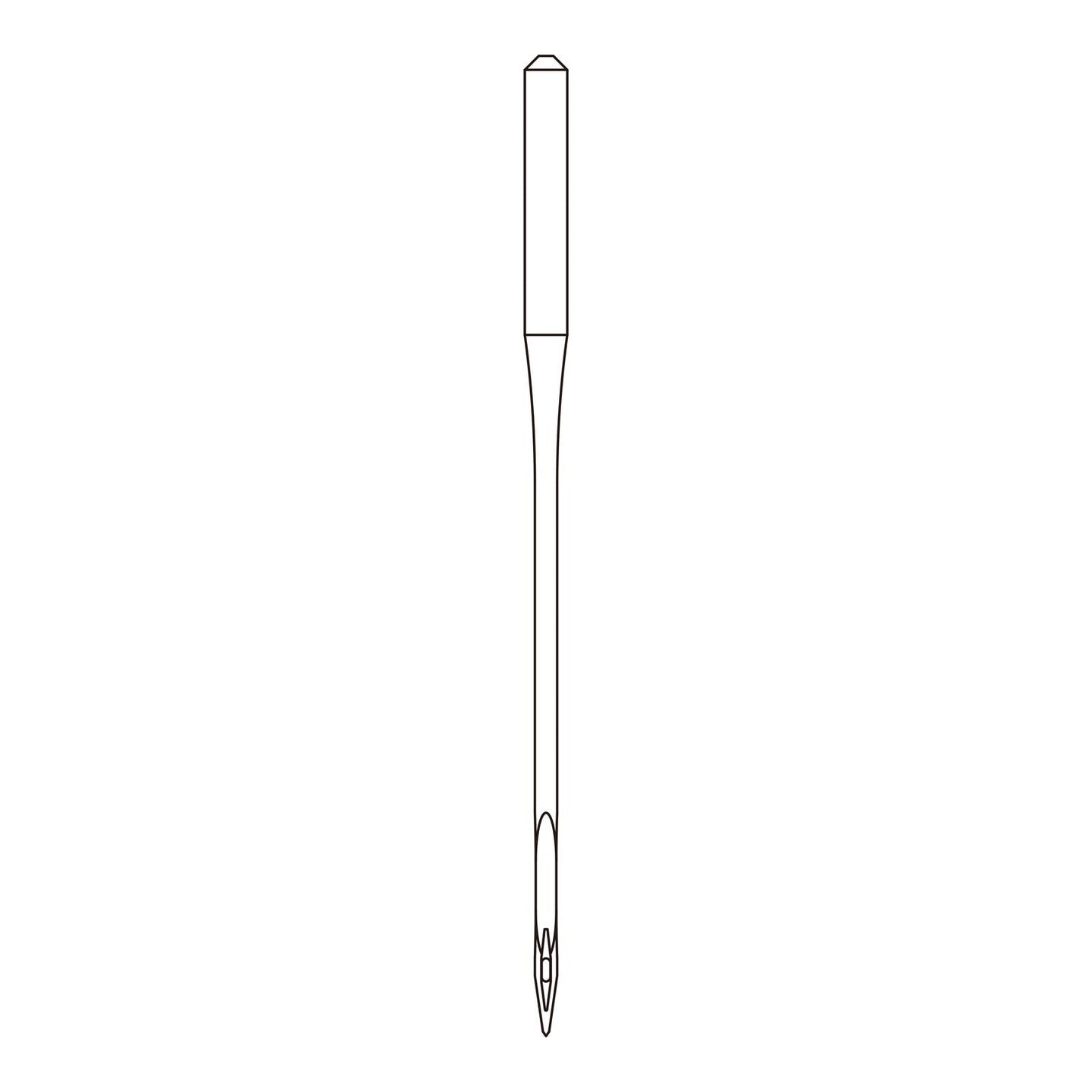 Line drawing of the Organ TQx1 needle system, used in industrial button sewing machines for garment factories