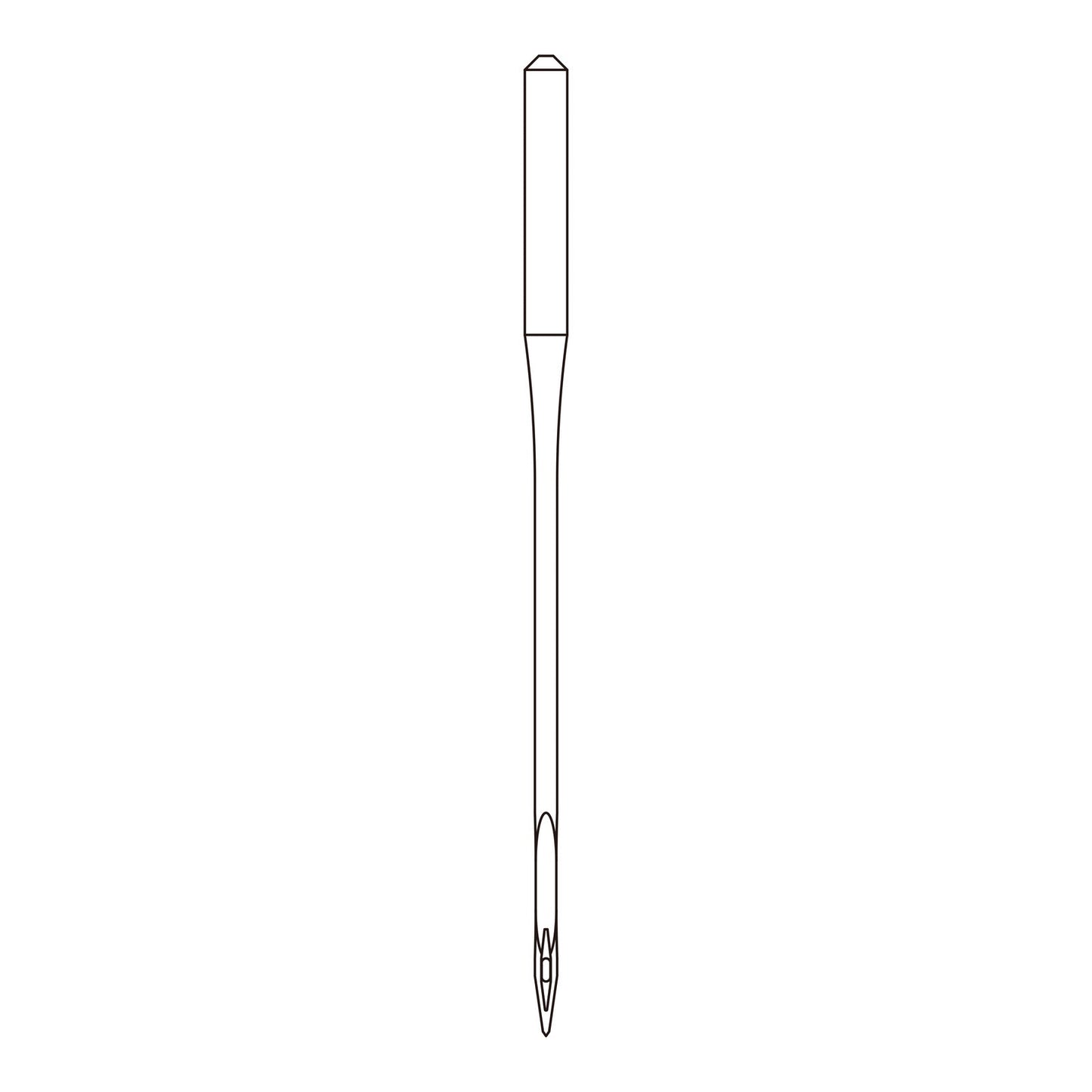 Line drawing of the Organ TQx1 needle system, used in industrial button sewing machines for garment factories