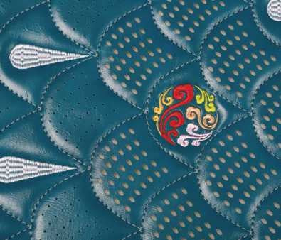 Leather panel with special hole punching, embroidery and sewing from the Richpeace Triple Combination Special